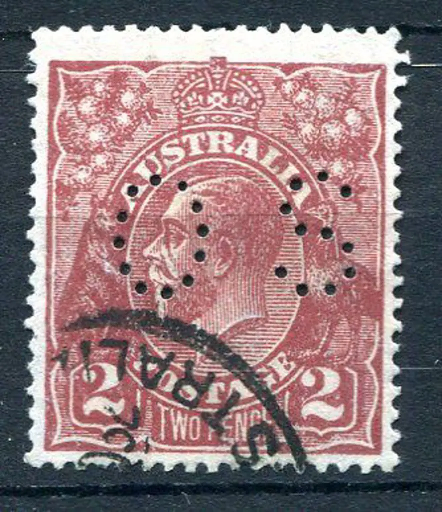 1926/30 2d red-brown perfined "OS" Fine used. ACSC ... Image 1++