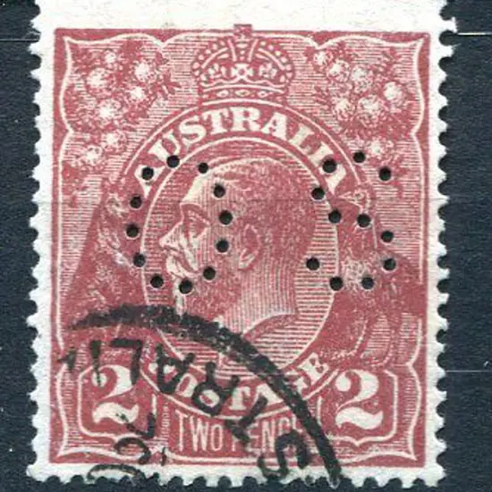 1926/30 2d red-brown perfined "OS" Fine used. ACSC ...