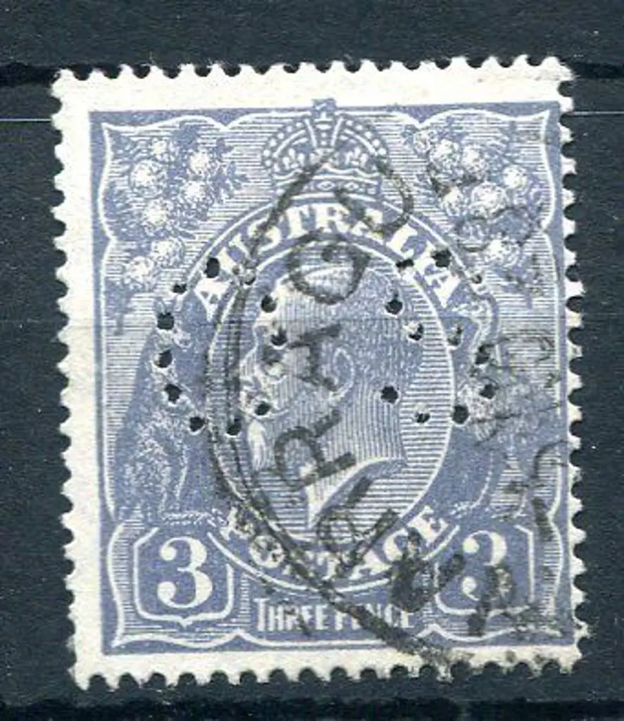 1926/30 3d grey-blue KGV, SMW perf.14 perfined ... Image 1++