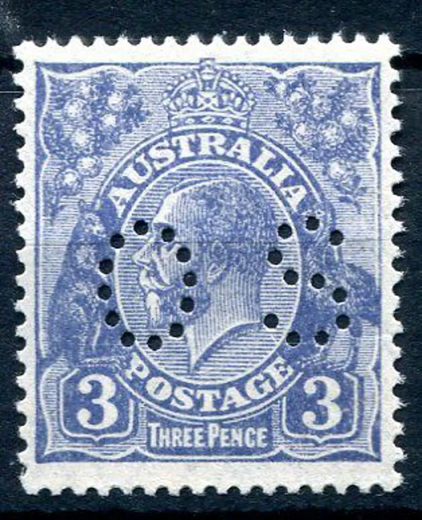 1926/30 3d blue, Die II perfined "OS". ACSC 108Ab, ... Image 1++