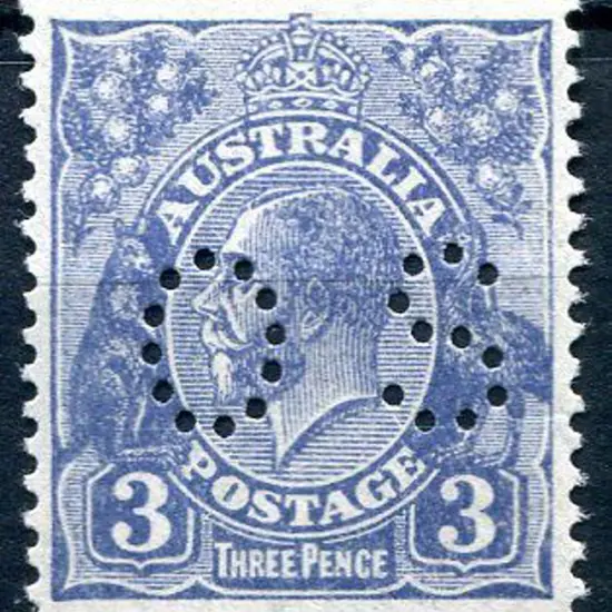 1926/30 3d blue, Die II perfined "OS". ACSC 108Ab, ...