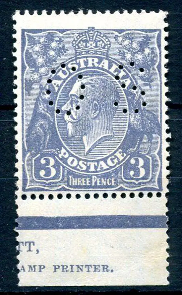 1926/30 3d dull blue, Die Ia type B perfined "OS" ... Image 1++