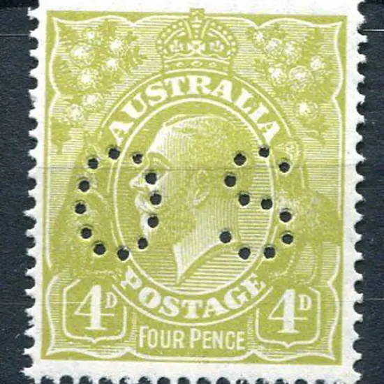 1926/30 4d greenish-olive perfined "OS". ACSC note ...