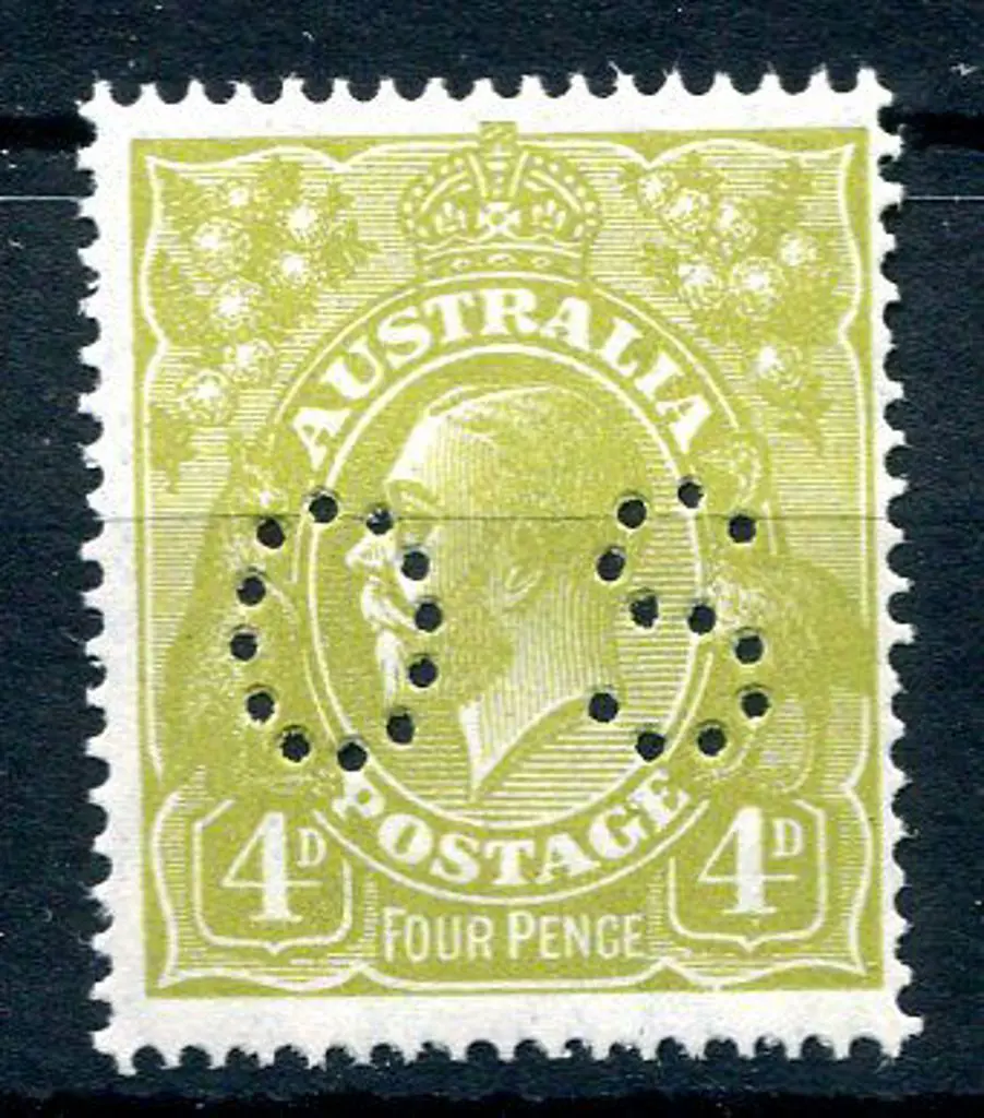 1926/30 4d olive, SMW perf. 14 perfined "OS". ... Image 1++