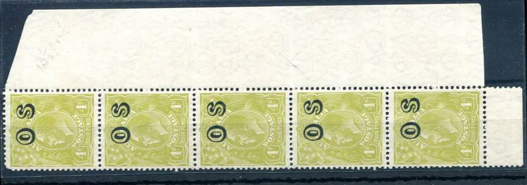1931/36 4d greenish-olive in lower right vertical ... Image 1++