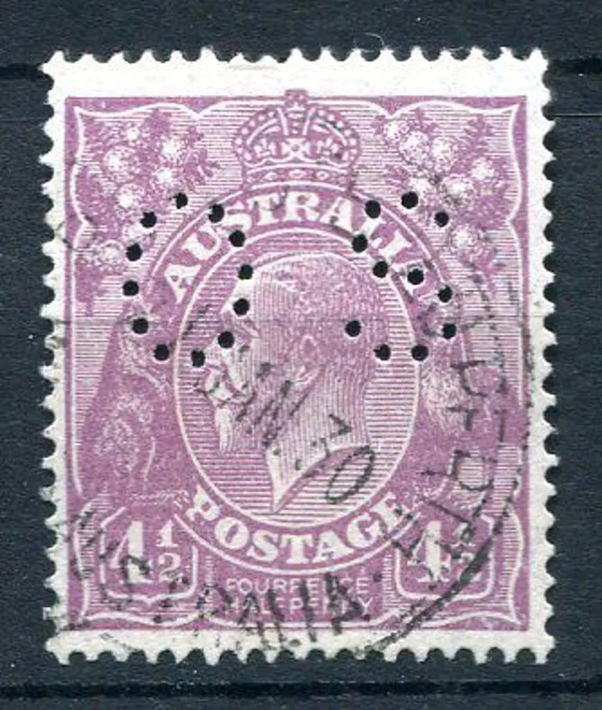 1926/30 4½d violet perfined "OS". Fine postally ... Image 1++