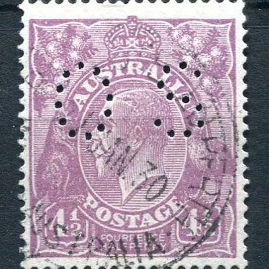 1926/30 4½d violet perfined "OS". Fine postally ...
