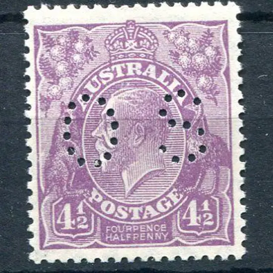 1926/30 4½d violet SMW, perf 13½x12½ perfined ...