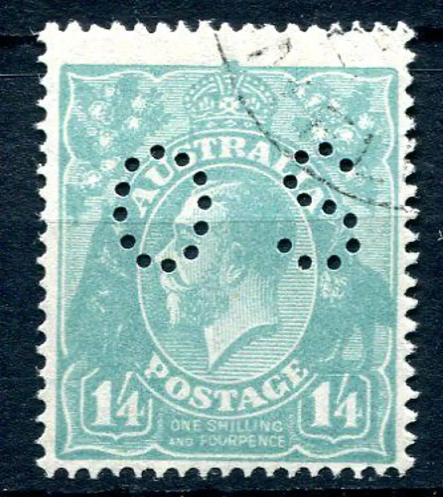 1926/30 1/4d greenish-blue perfined "OS". CTO with ... Image 1++