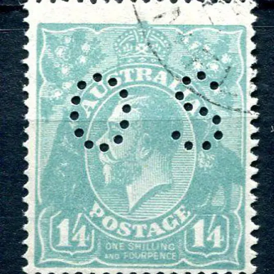 1926/30 1/4d greenish-blue perfined "OS". CTO with ...