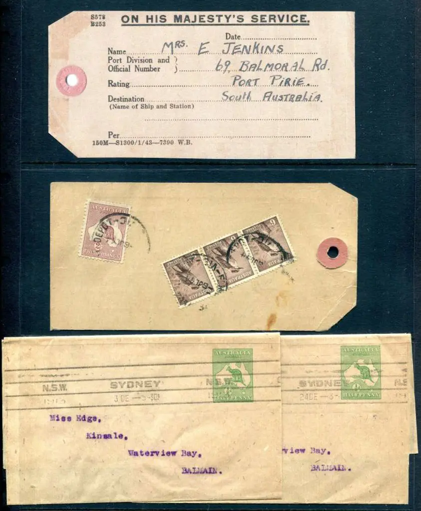 1913 ½d green kangaroo newspaper wrappers (W.1) ... Image 1++