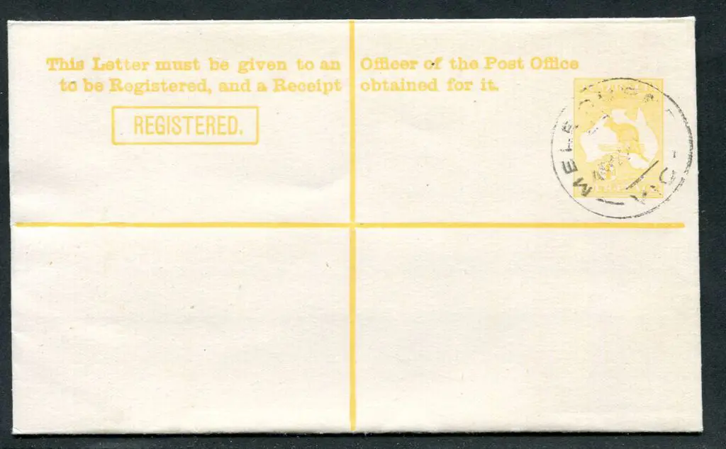 1913 4d yellow-orange kangaroo Registered env. ... Image 1++
