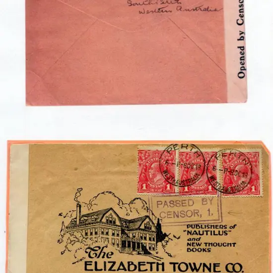 1918 (8th Oct) 1d rose-carmine KGV x 3 tied by ...
