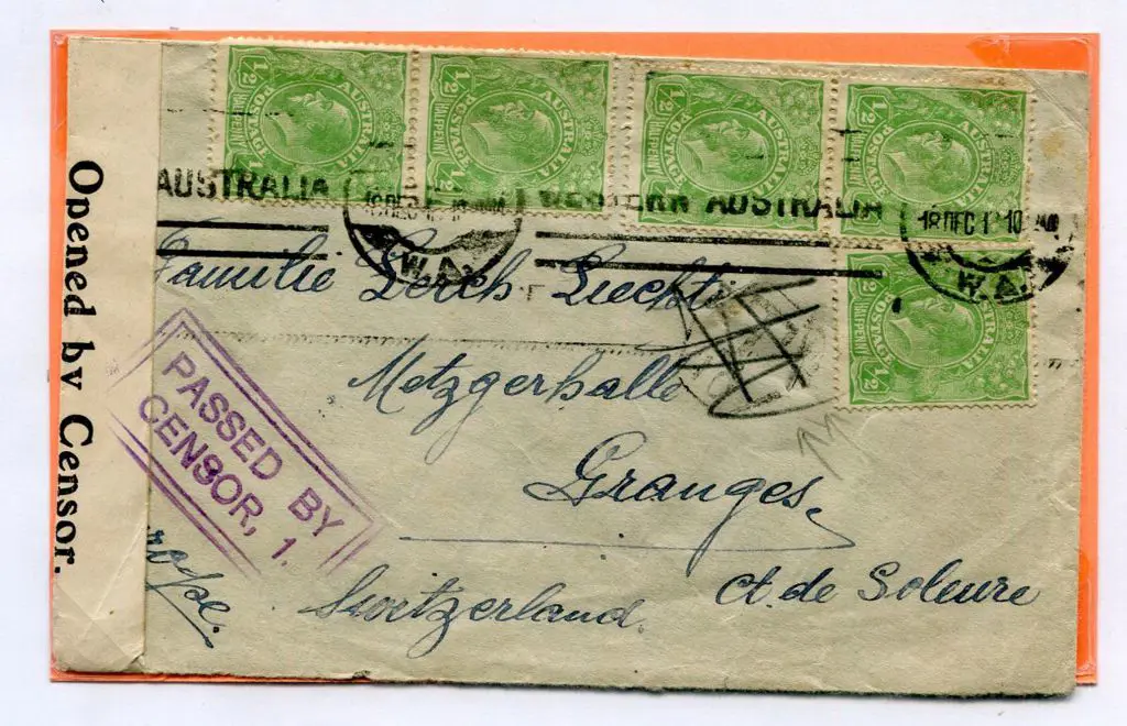 1918 (18th Dec) outbound cover to Switzerland ... Image 1++