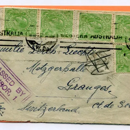 1918 (18th Dec) outbound cover to Switzerland ...
