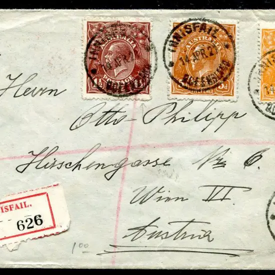 1921 (14th Apr) 1½d brown, 4d orange & 5d ...
