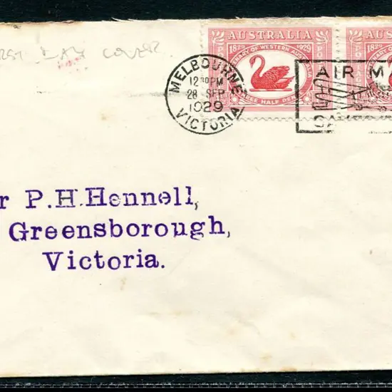 1929 (28th Sept) 1½d WA Cent pair pmkd on FDI by ...