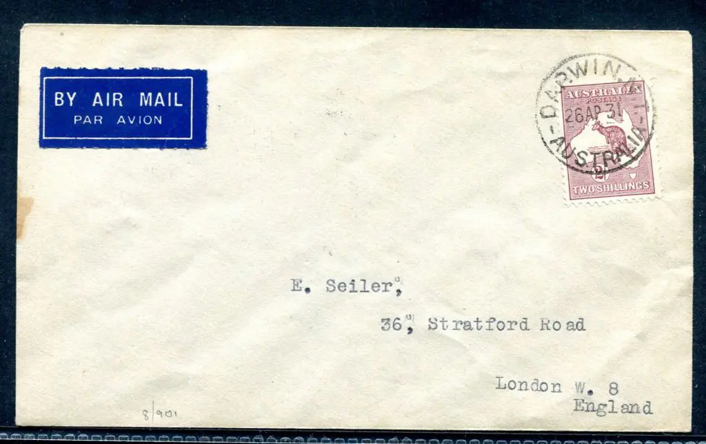 1931 (26th Apr) 2/- maroon kangaroo SMW single ... Image 1++