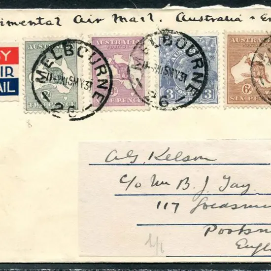 1931 (5th May) "Per Experimental Air Mail ...