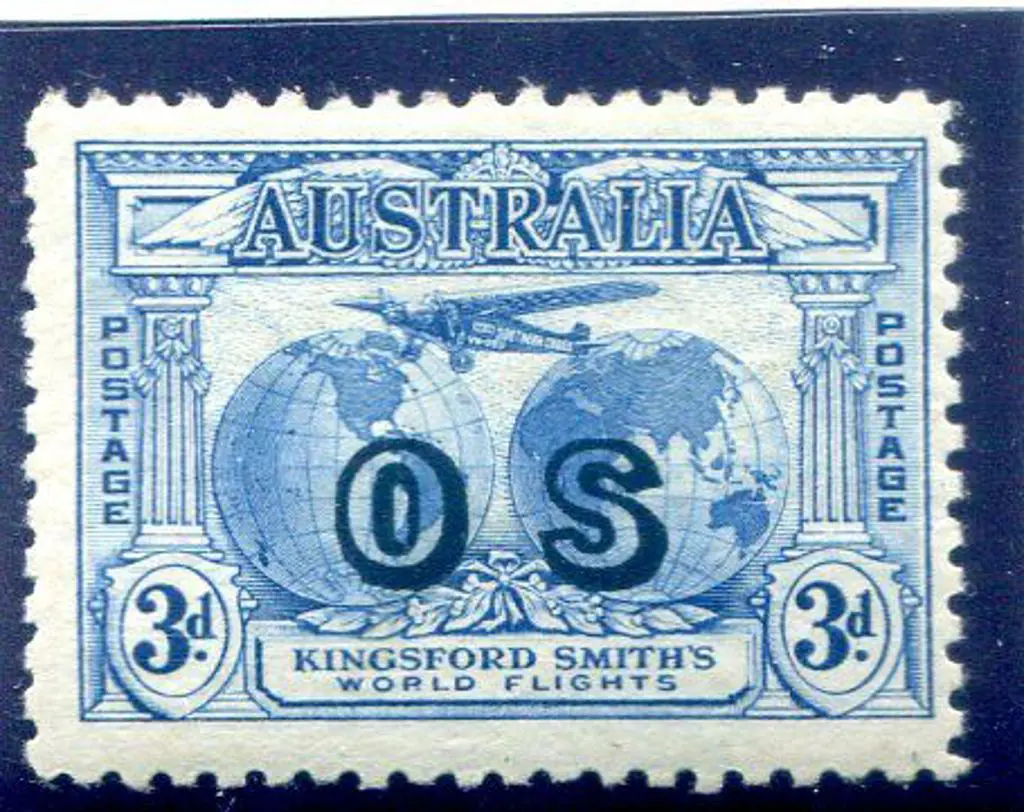 1931 3d blue Kingsford Smith ovptd "OS". MLH with ... Image 1++