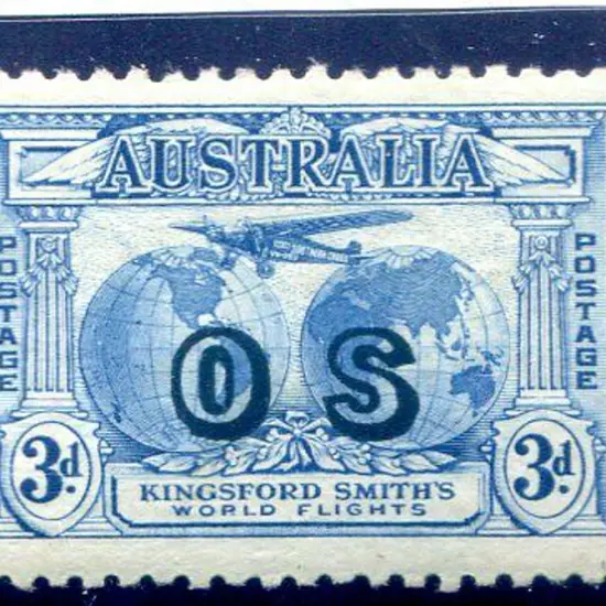 1931 3d blue Kingsford Smith ovptd "OS". MLH with ...