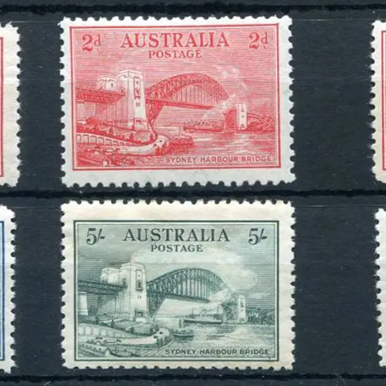 1932 Sydney Harbour Bridge set of 4 plus "OS" ...