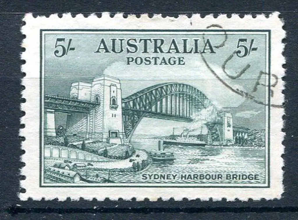 1932 5/- Sydney Harbour Bridge. CTO without gum. ... Image 1++