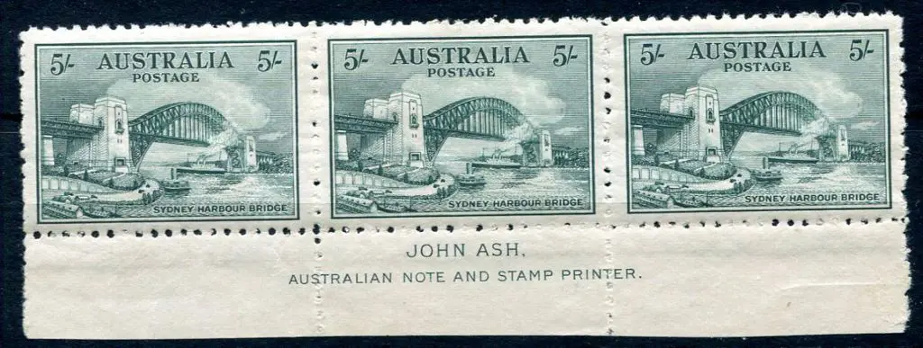 1932 5/- Sydney Harbour Bridge John Ash imprint ... Image 1++