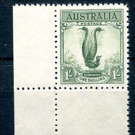 1932 1/- Lyrebird in dull yellow-green shade. ...