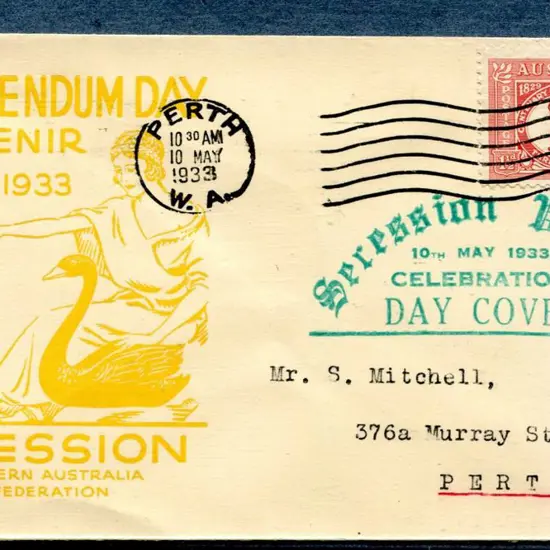 1933 (10th May) Secession Mitchell Souvenir cover ...