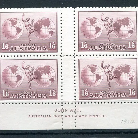 1934 1/6d dull claret Hermes on white wove paper ...