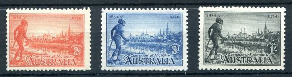 1934 Victoria Cent, perf. 11½ set of 3. MUH. SG ... Image 1++