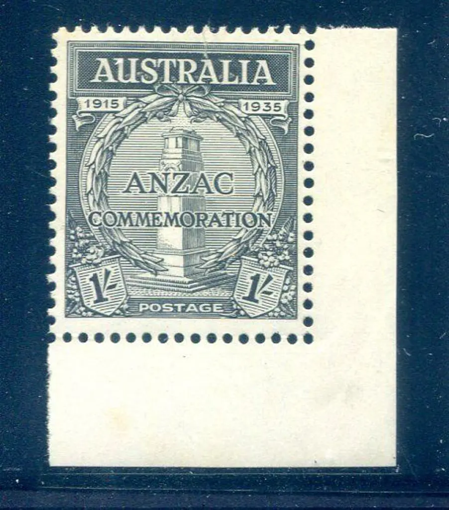 1935 1/- Anzac, perforated 13½ x 12½ unwatermarked ... Image 1++