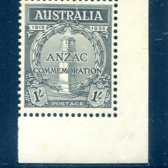 1935 1/- Anzac, perforated 13½ x 12½ unwatermarked ...
