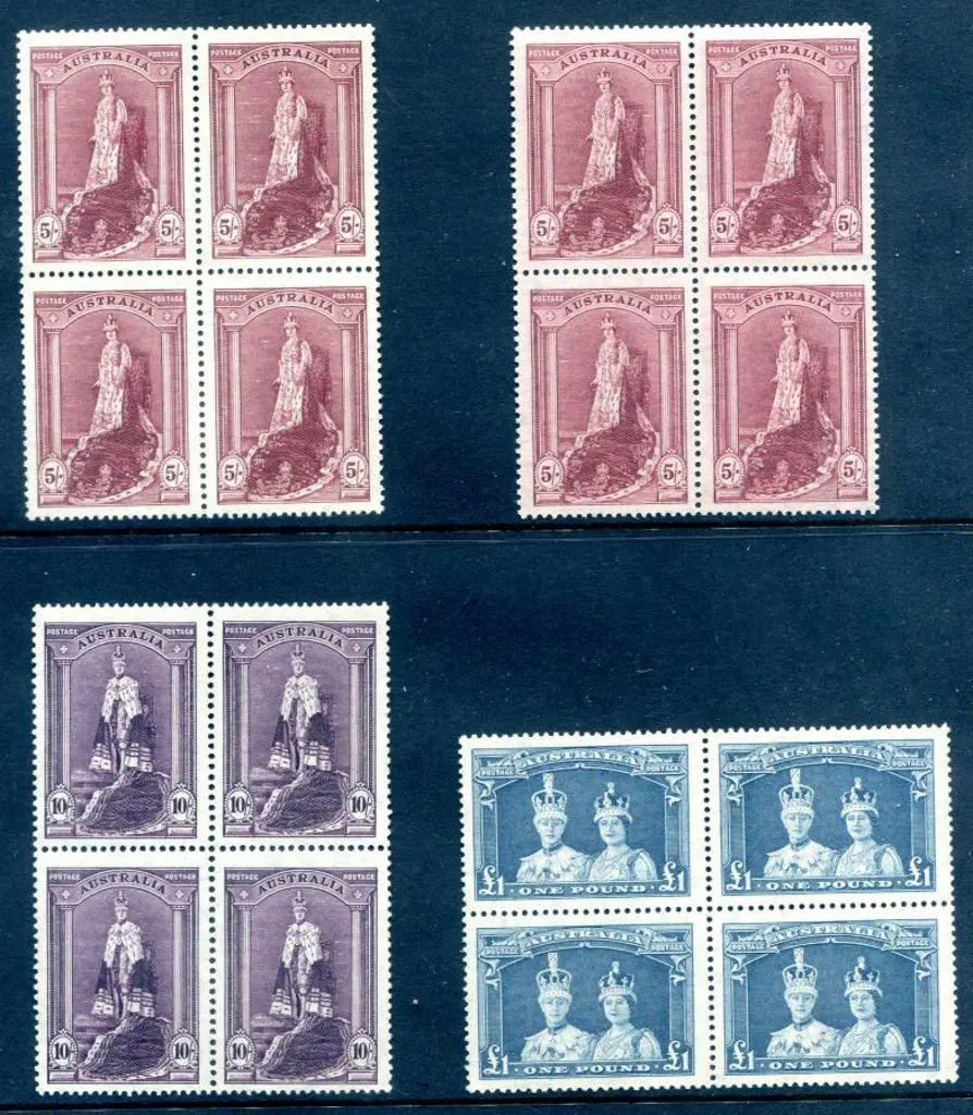 1937/48 5/- to £1 Robes on thin paper in blocks of ... Image 1++