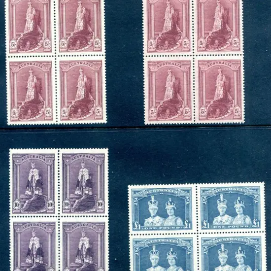 1937/48 5/- to £1 Robes on thin paper in blocks of ...