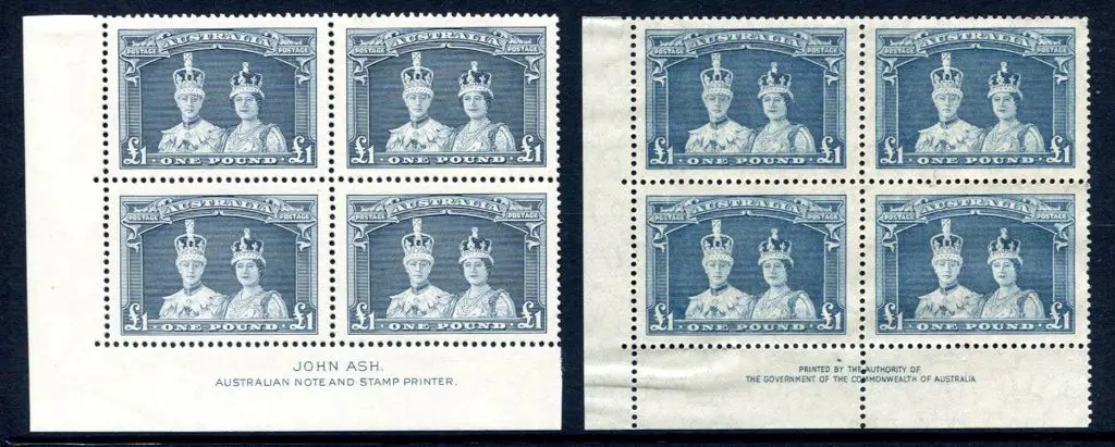 1937/48 £1 Robes in John Ash imprint block of 4 on ... Image 1++
