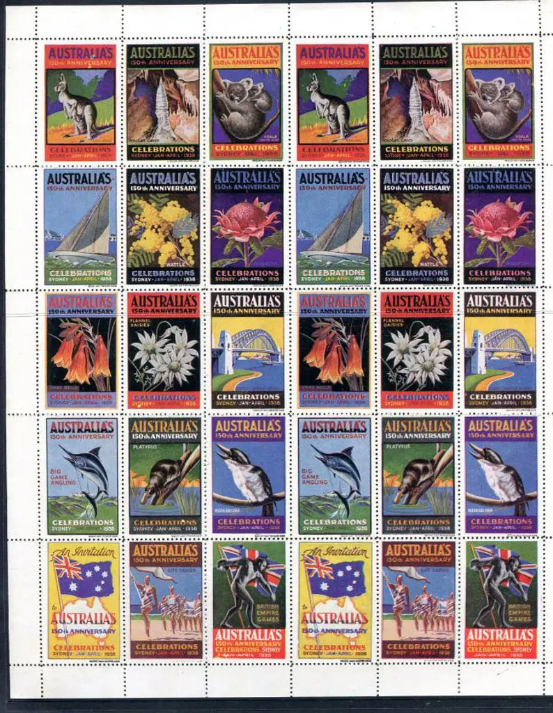 1938 150th Anniversary Sydney complete sheet of 30 ... Image 1++