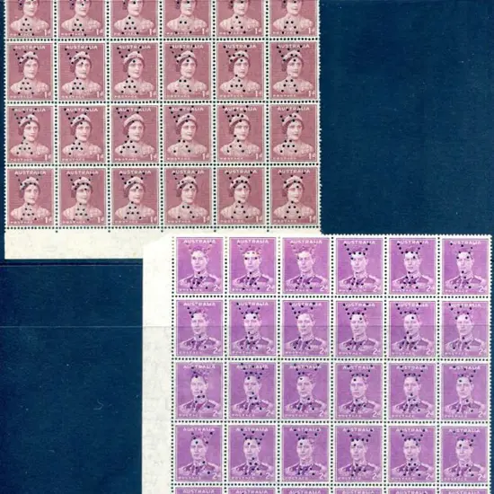 1941 1d red-brown QM in lower selvedge block of 30 ...