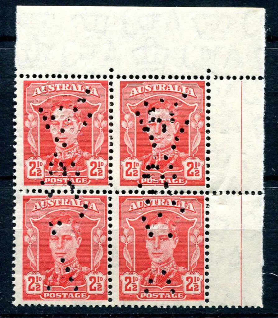1942 2½d scarlet KGVI top right selvedge block of ... Image 1++