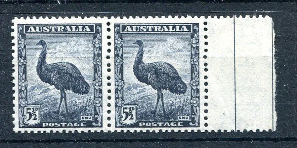 1942 6d emu with "flaw on second "A" of ... Image 1++