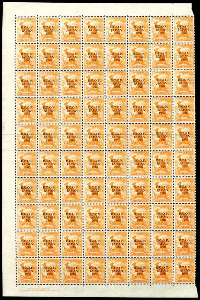 1946 ½d kangaroo with BCOF ovpt on left marginal ... Image 1++