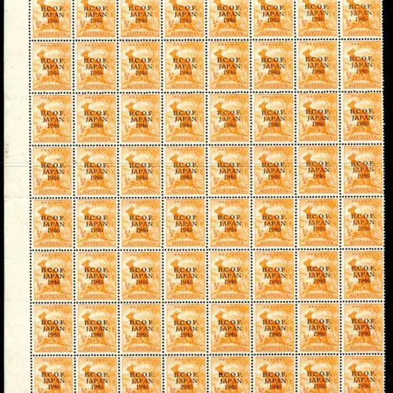 1946 ½d kangaroo with BCOF ovpt on left marginal ...