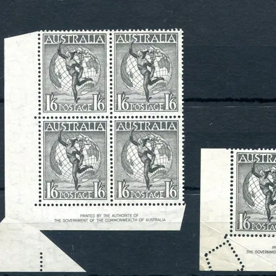 1949 1/6d Hermes, mult CofA wmk in lower left "By ...