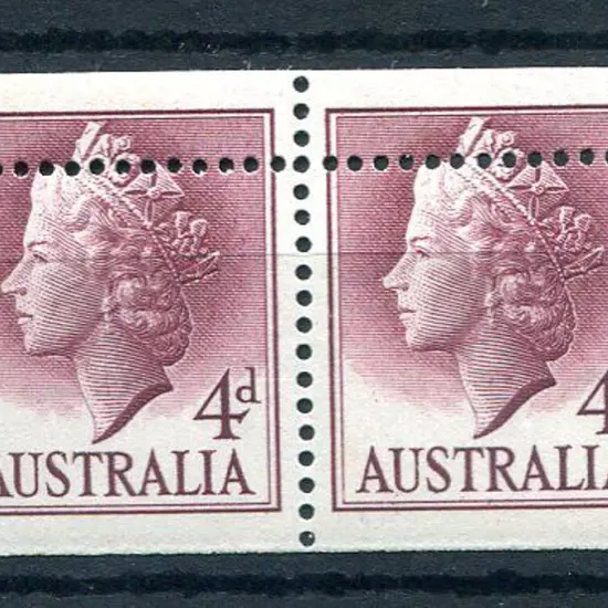1957 4d claret QEII booklet pair with 6mm ...