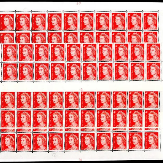 1966 4c red QEII in Plate number blocks of 20 for ...