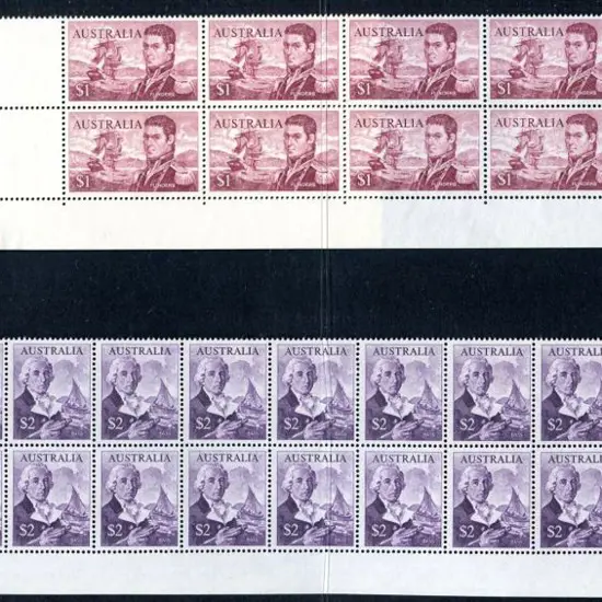 1966 $1 Flinders in Plate 3 bottom selvedge gutter ...