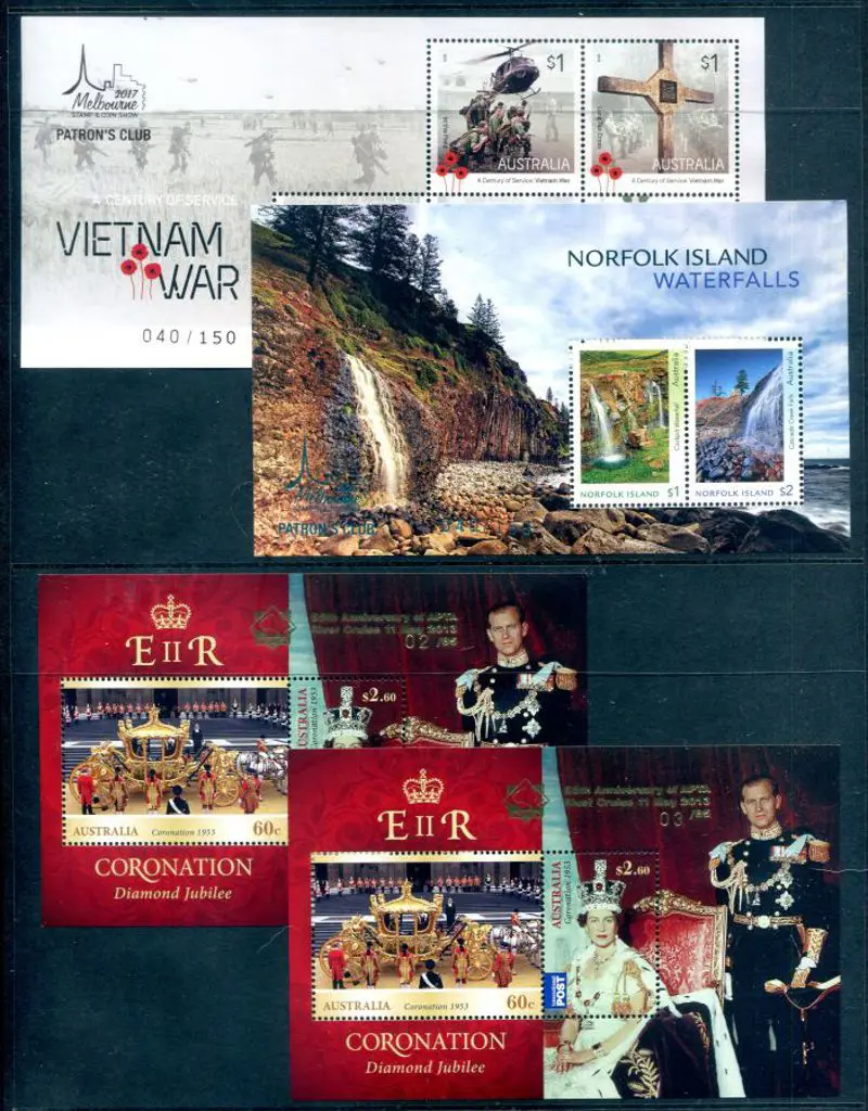 2017 $5 Vietnam War & $3 Norfolk Is Waterfalls ... Image 1++