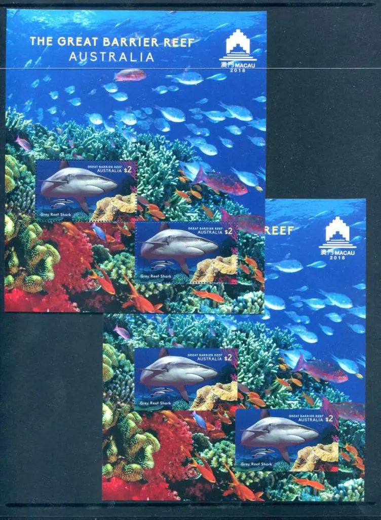 2018 $4 Barrier Reef Macau 2018 Exhib M/S pair ... Image 1++