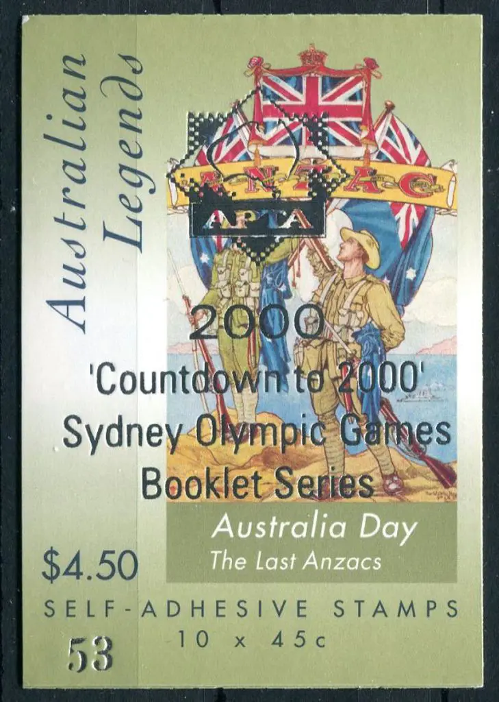 1999 $4.50 Aust Legends ovptd "2000 Countdown to ... Image 1++
